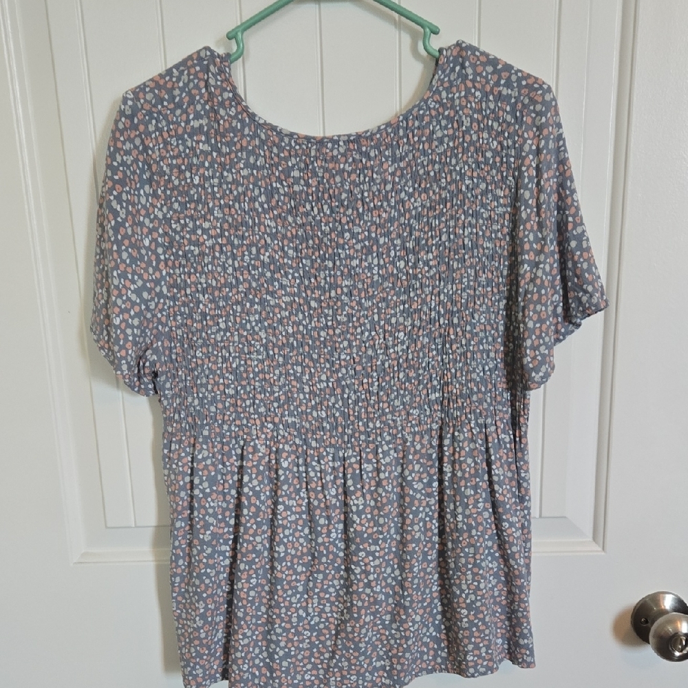 URBAN Romantics Blue and Pink Patterned Blouse - Picture 3 of 4